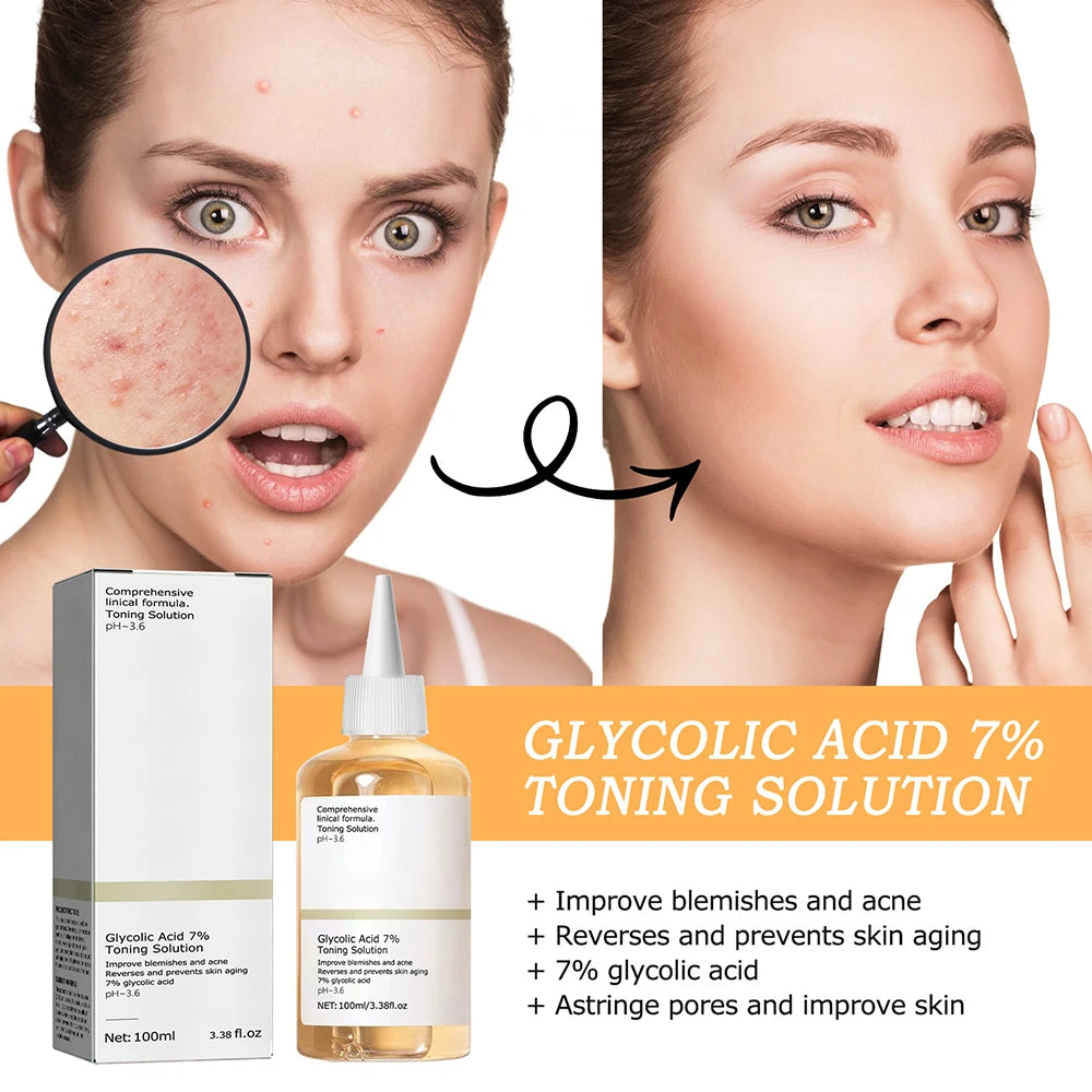 100ml Repairing Facial Oil Nourishing Gentle Glycolic Acid Toner Face Essence Glycolic Acid 7% Toning Solution Skin Care